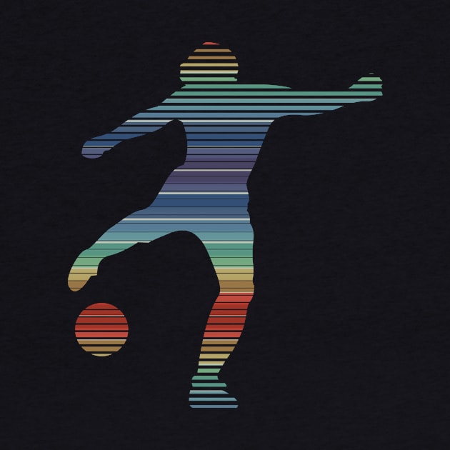 Retro Footballer In 80s Rainbow Colors by iZiets